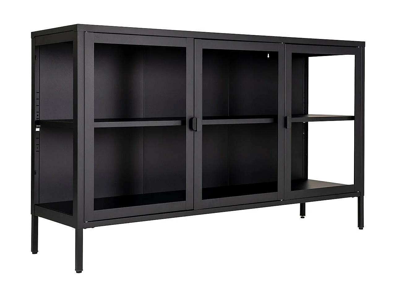 HENDRA - Buffet 3 Portes Verre et Acier Noir