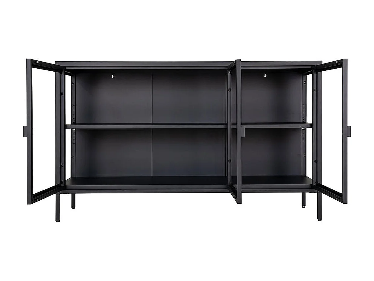 HENDRA - Buffet 3 Portes Verre et Acier Noir