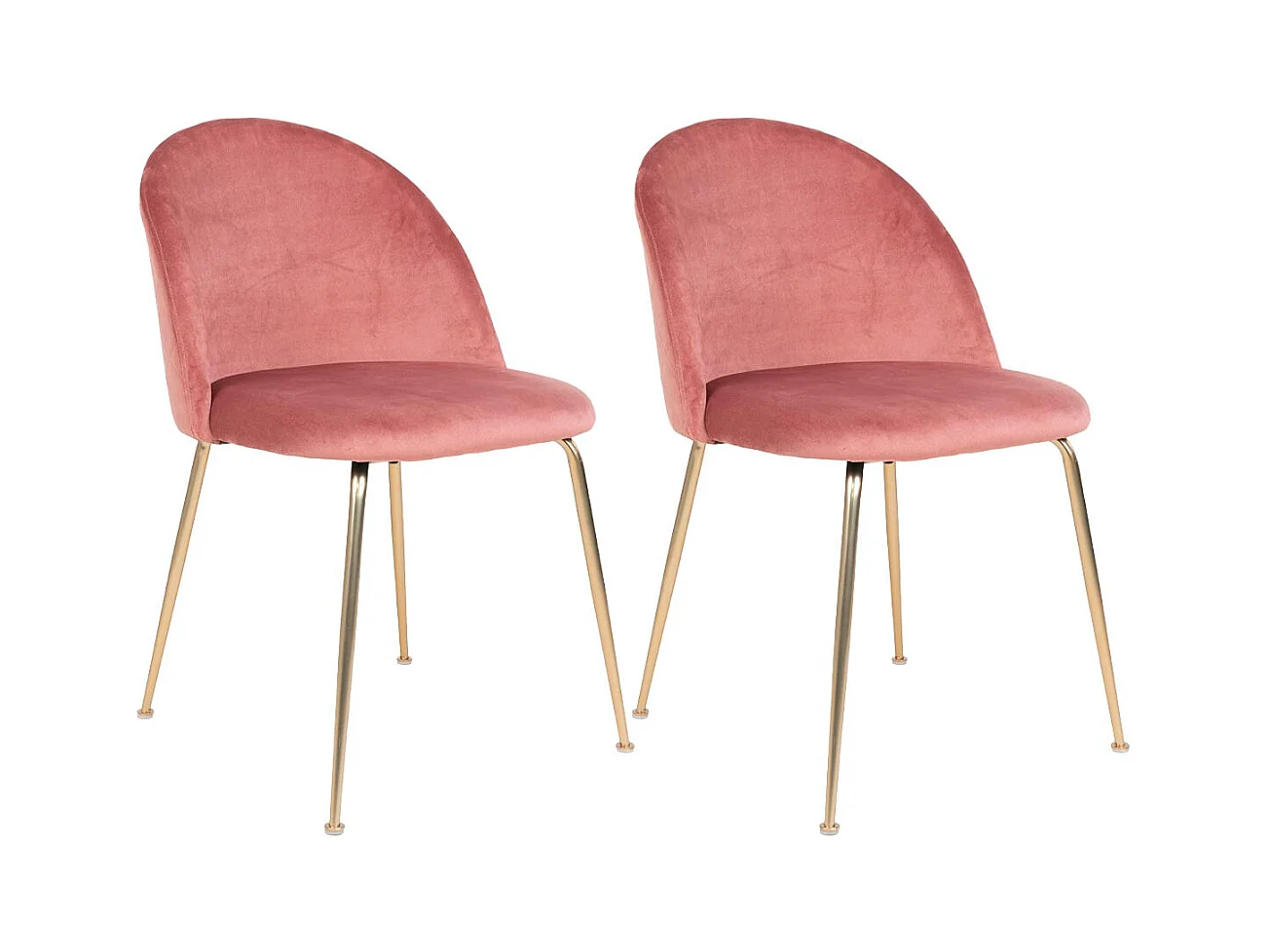 Lot de 2 Chaises Velours Rose et Pieds Métal Doré - MEYRIN