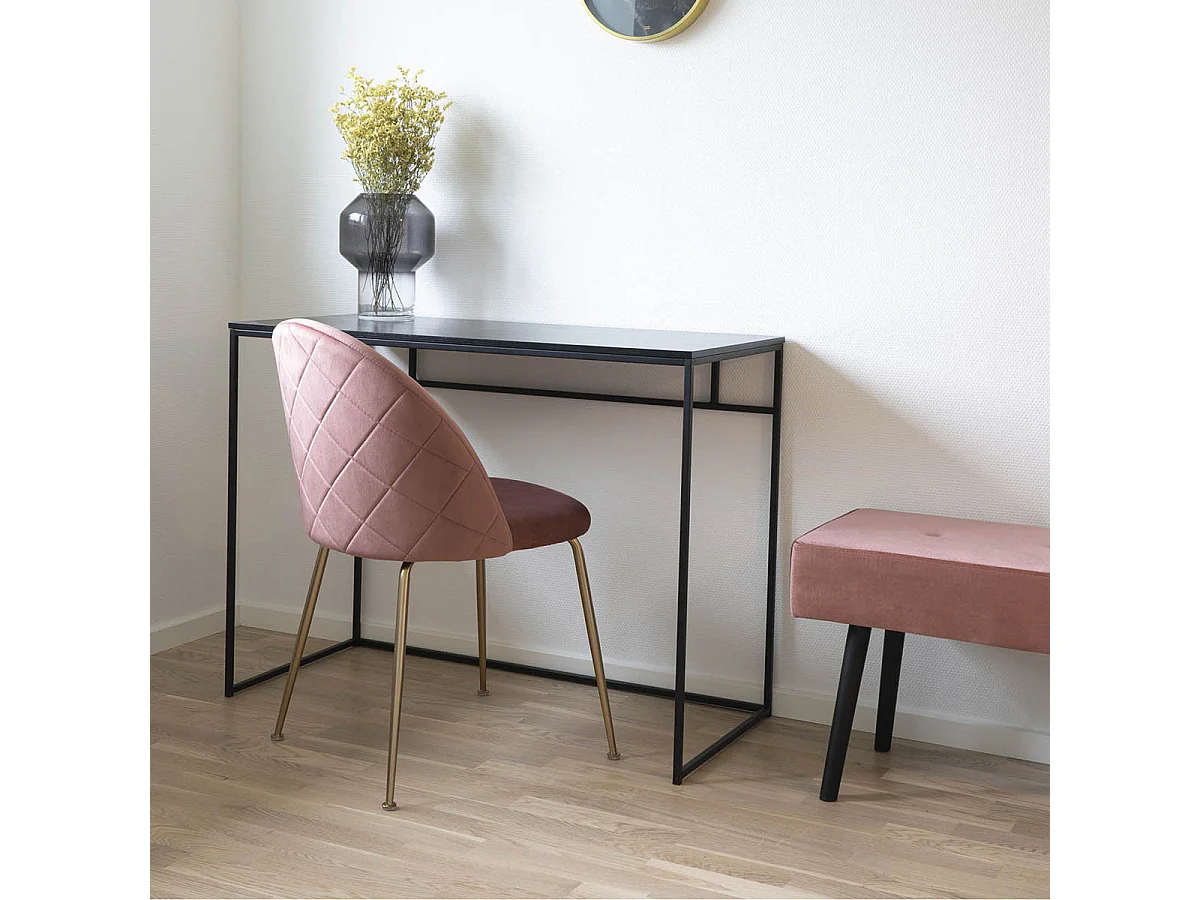 MEYRIN - Lot de 2 Chaises Velours Rose et Pieds Métal Doré