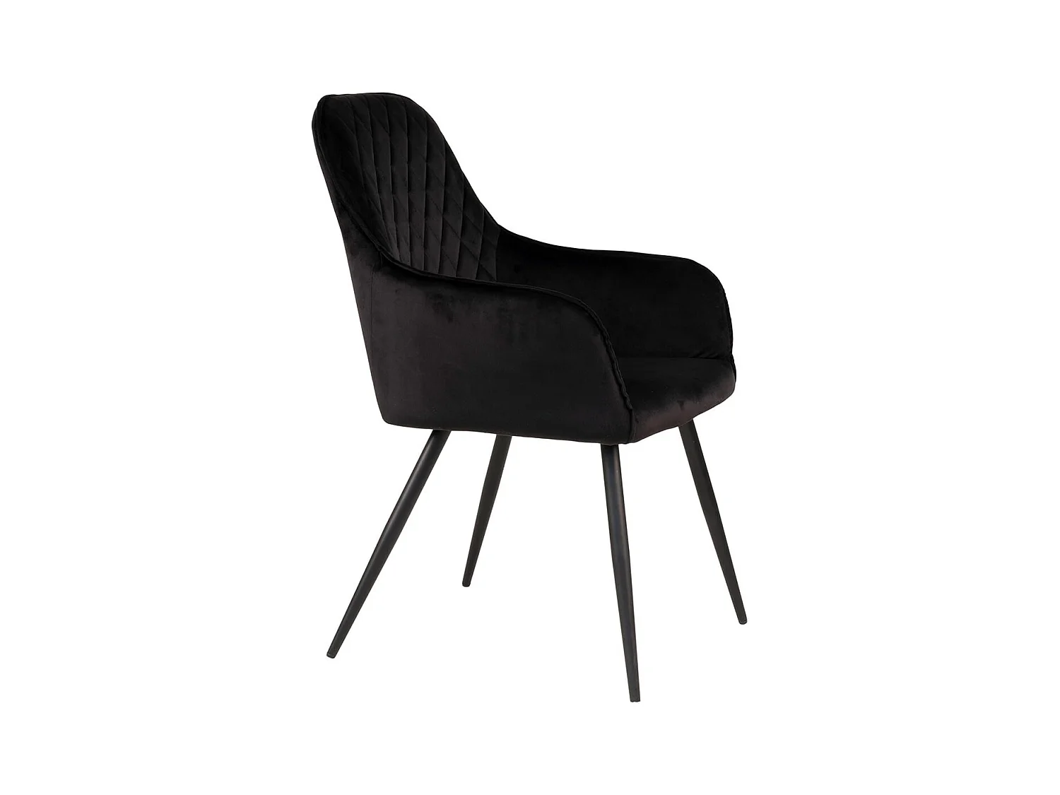 VIBY - Lot de 2 Fauteuils Velours Noir et Piétement Acier Noir