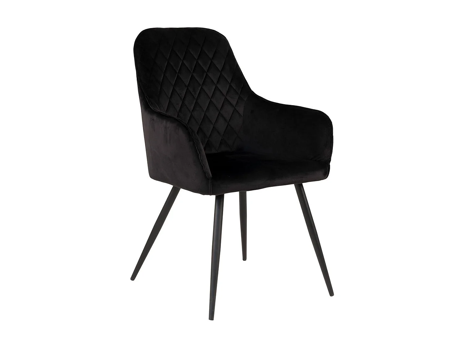 VIBY - Lot de 2 Fauteuils Velours Noir et Piétement Acier Noir