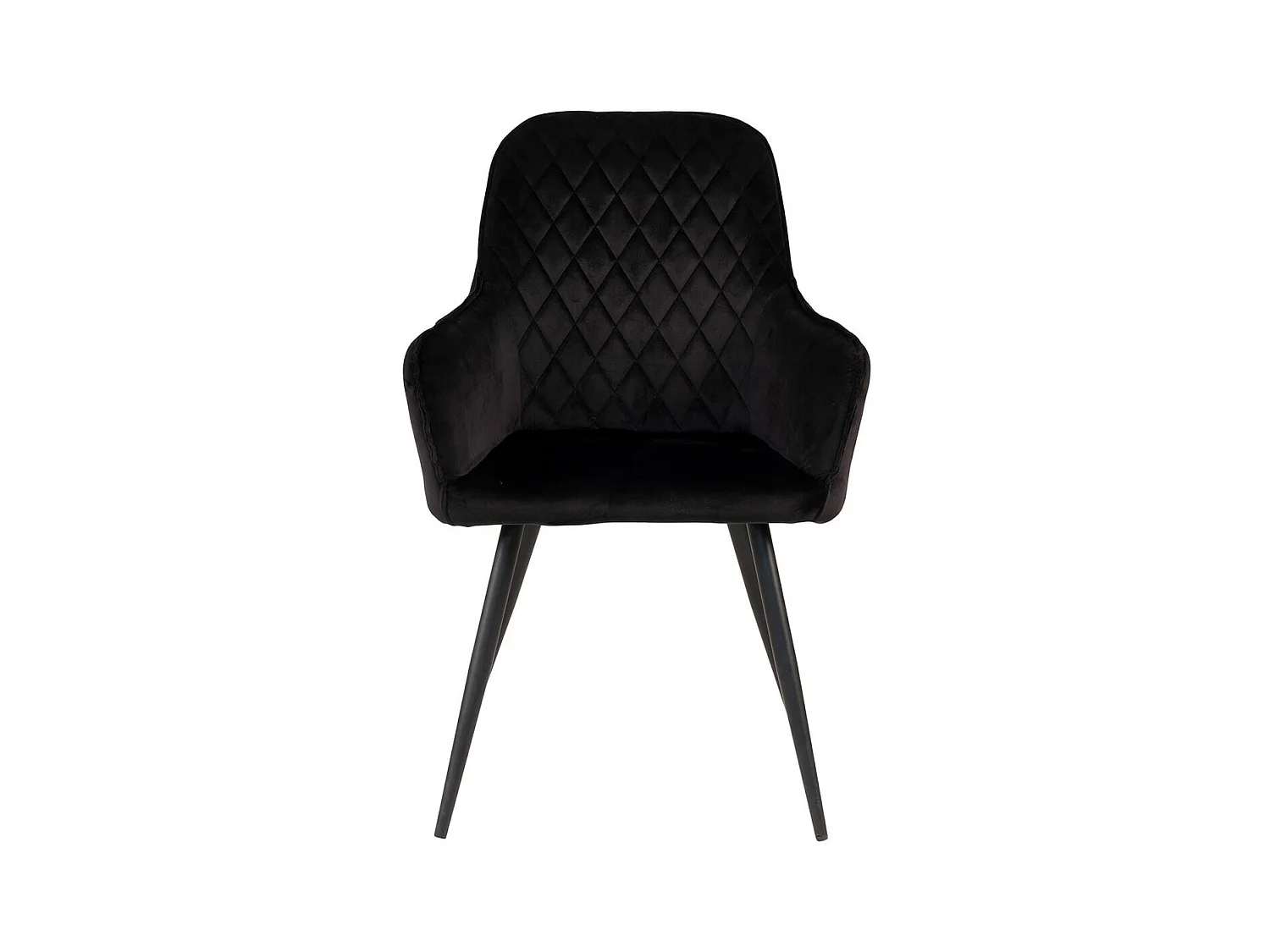 VIBY - Lot de 6 Fauteuils Velours Noir et Piétement Acier Noir