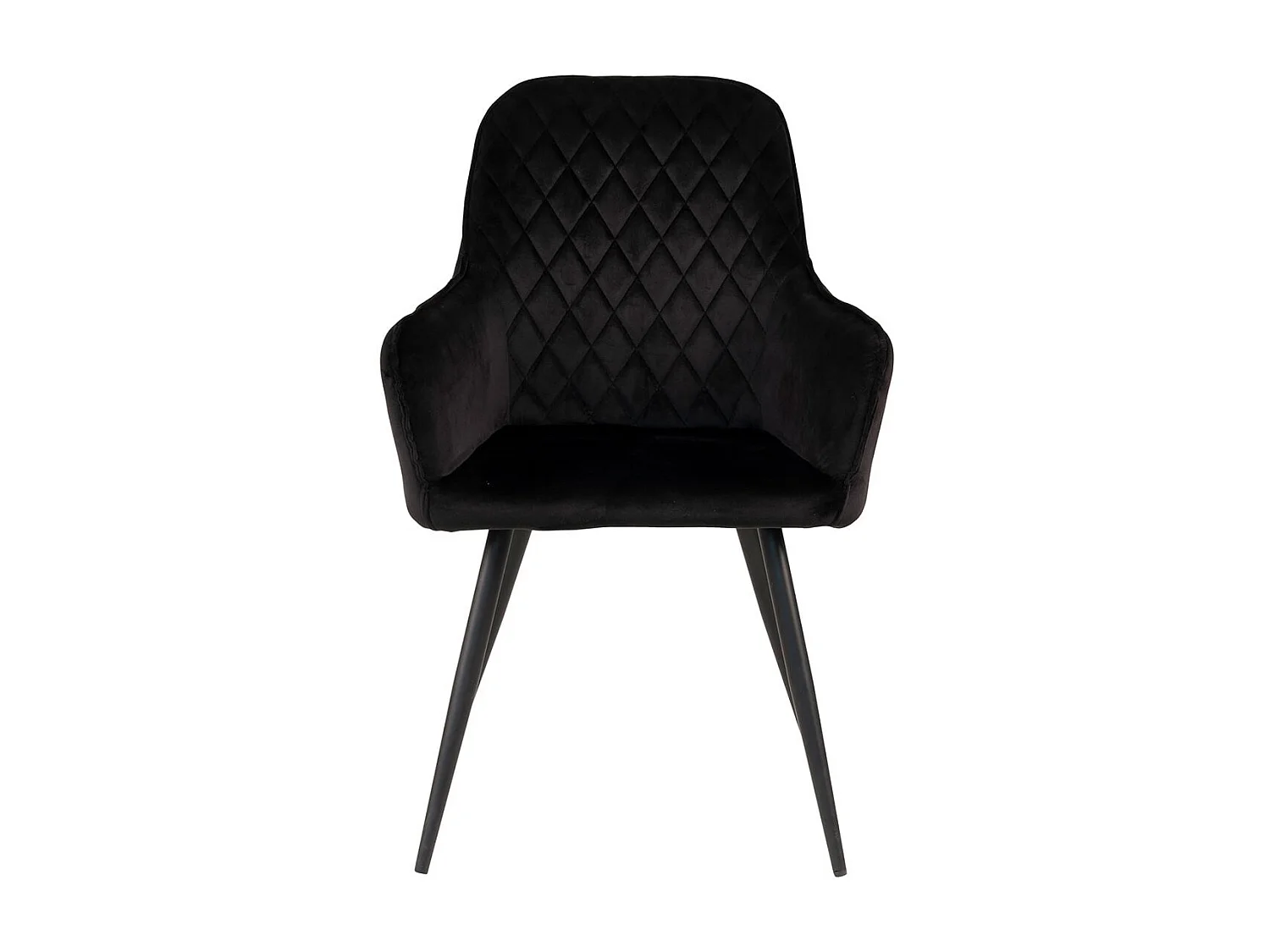 VIBY - Lot de 6 Fauteuils Velours Noir et Piétement Acier Noir