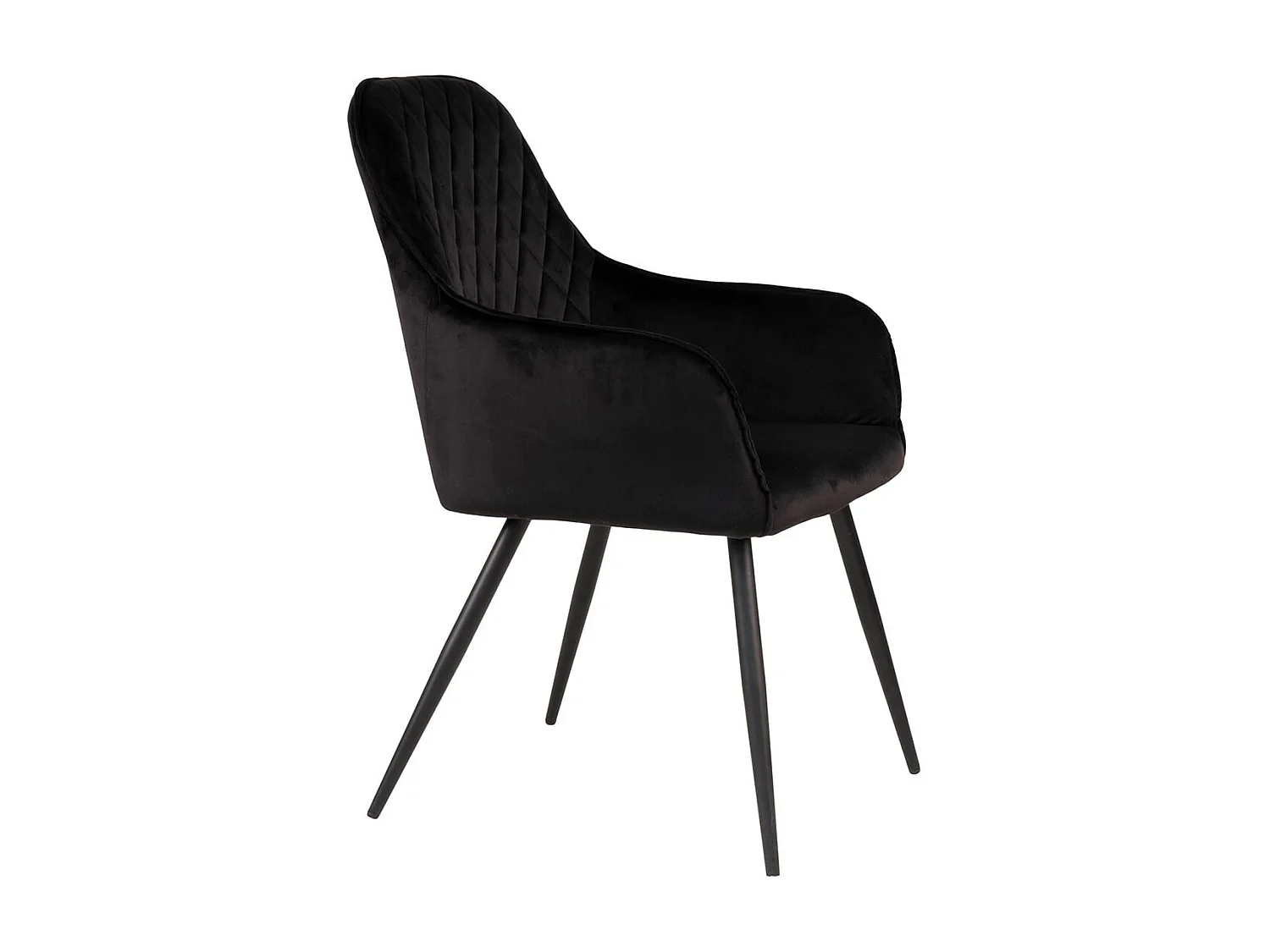 VIBY - Lot de 6 Fauteuils Velours Noir et Piétement Acier Noir