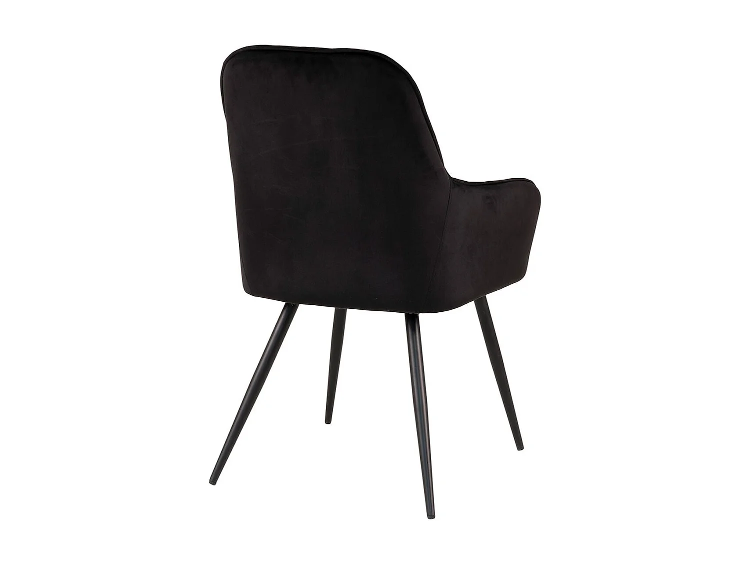 VIBY - Lot de 6 Fauteuils Velours Noir et Piétement Acier Noir
