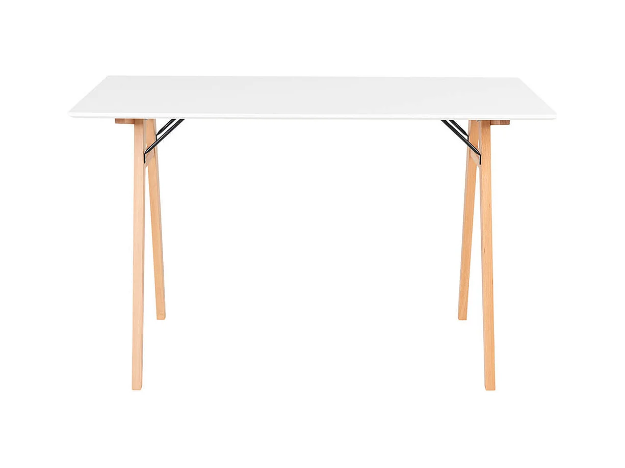 GRAM - Bureau Blanc et Piétement Hévéa Massif Naturel