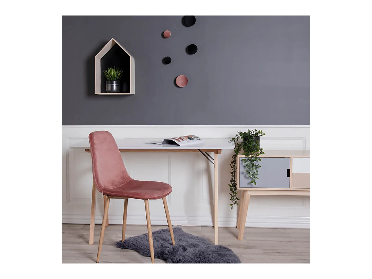 GRAM - Bureau Blanc et Piétement Hévéa Massif Naturel