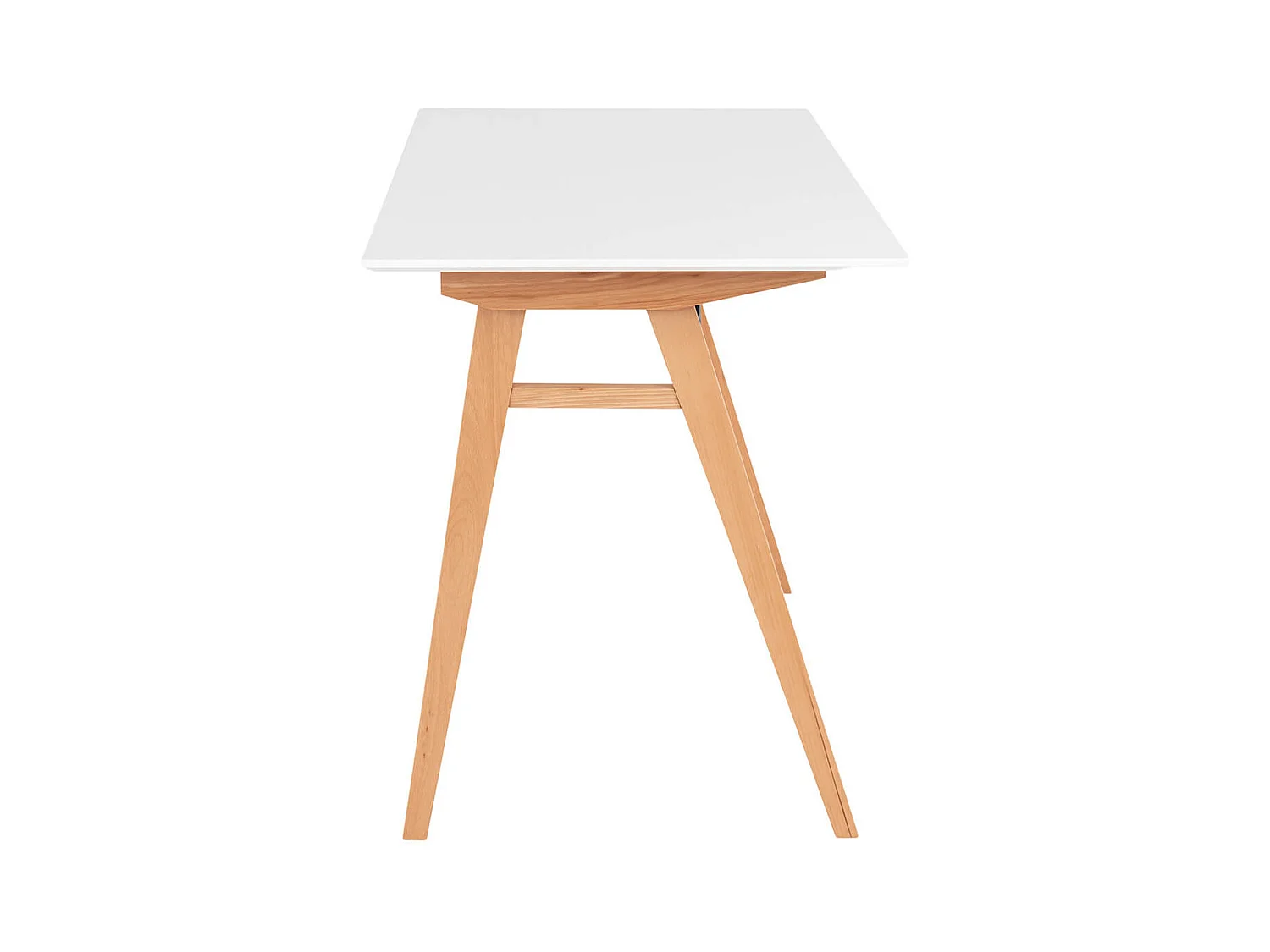 GRAM - Bureau Blanc et Piétement Hévéa Massif Naturel