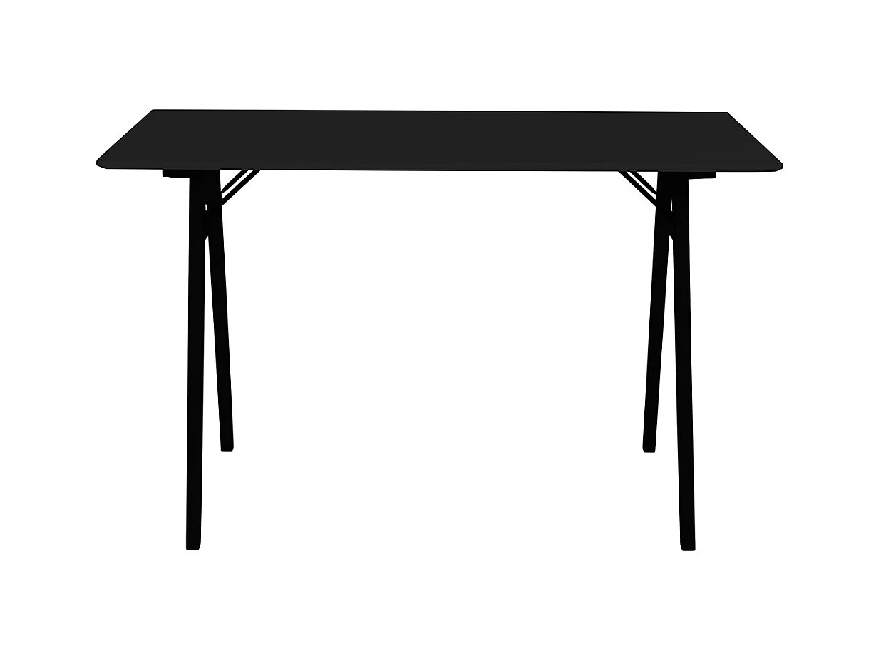 GRAM - Bureau Noir et Piétement Hévéa Massif Noir