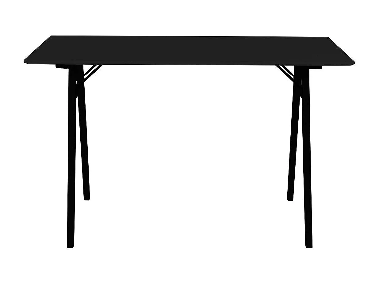 GRAM - Bureau Noir et Piétement Hévéa Massif Noir