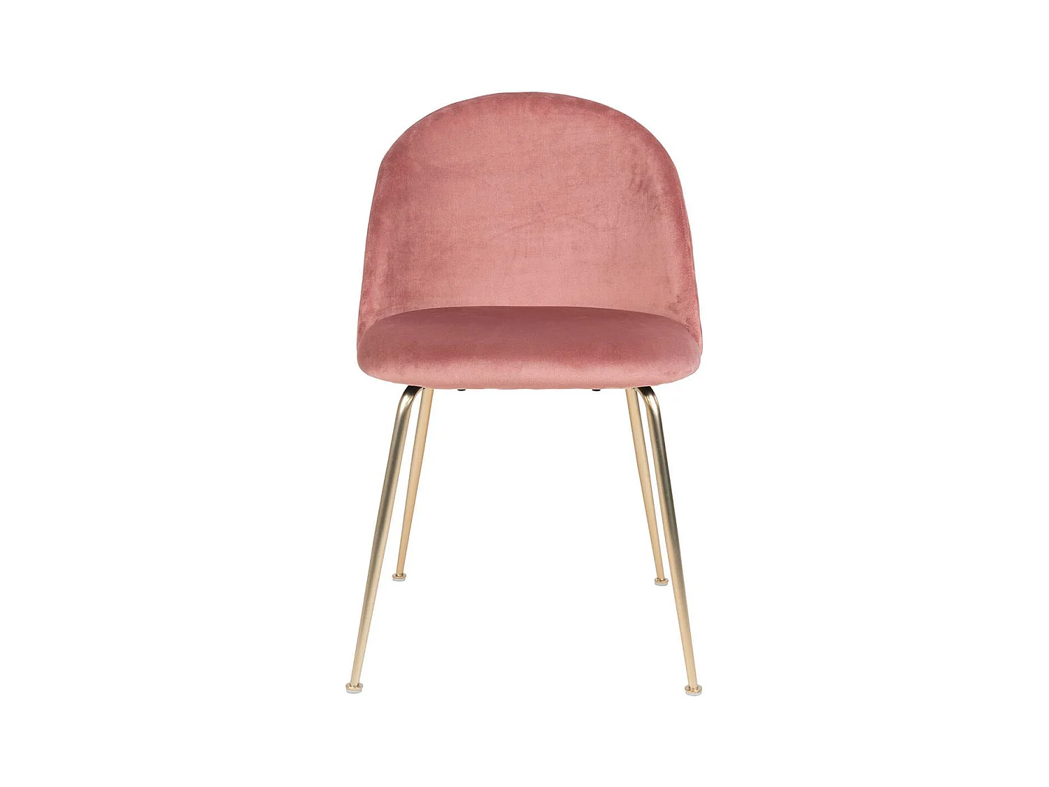 MEYRIN - Lot de 4 Chaises Velours Rose et Pieds Métal Doré
