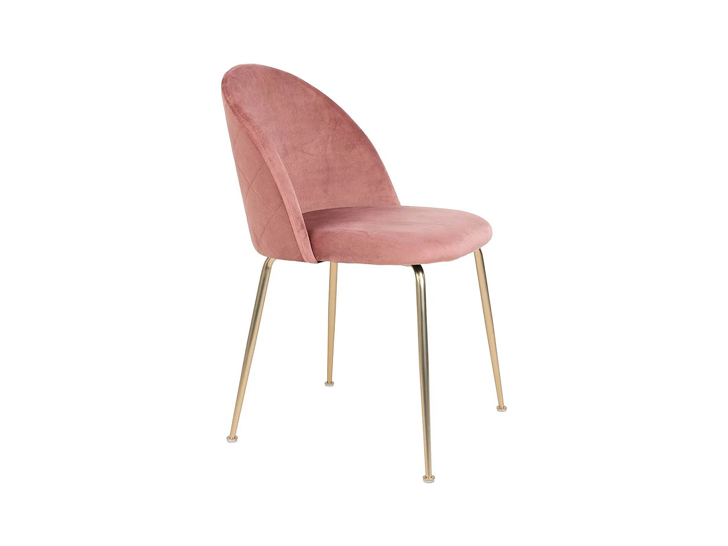 MEYRIN - Lot de 4 Chaises Velours Rose et Pieds Métal Doré