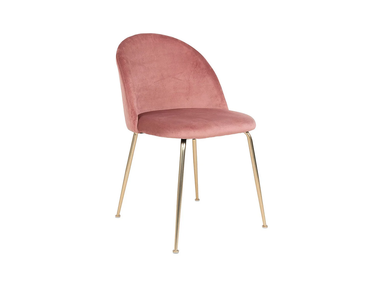 MEYRIN - Lot de 4 Chaises Velours Rose et Pieds Métal Doré