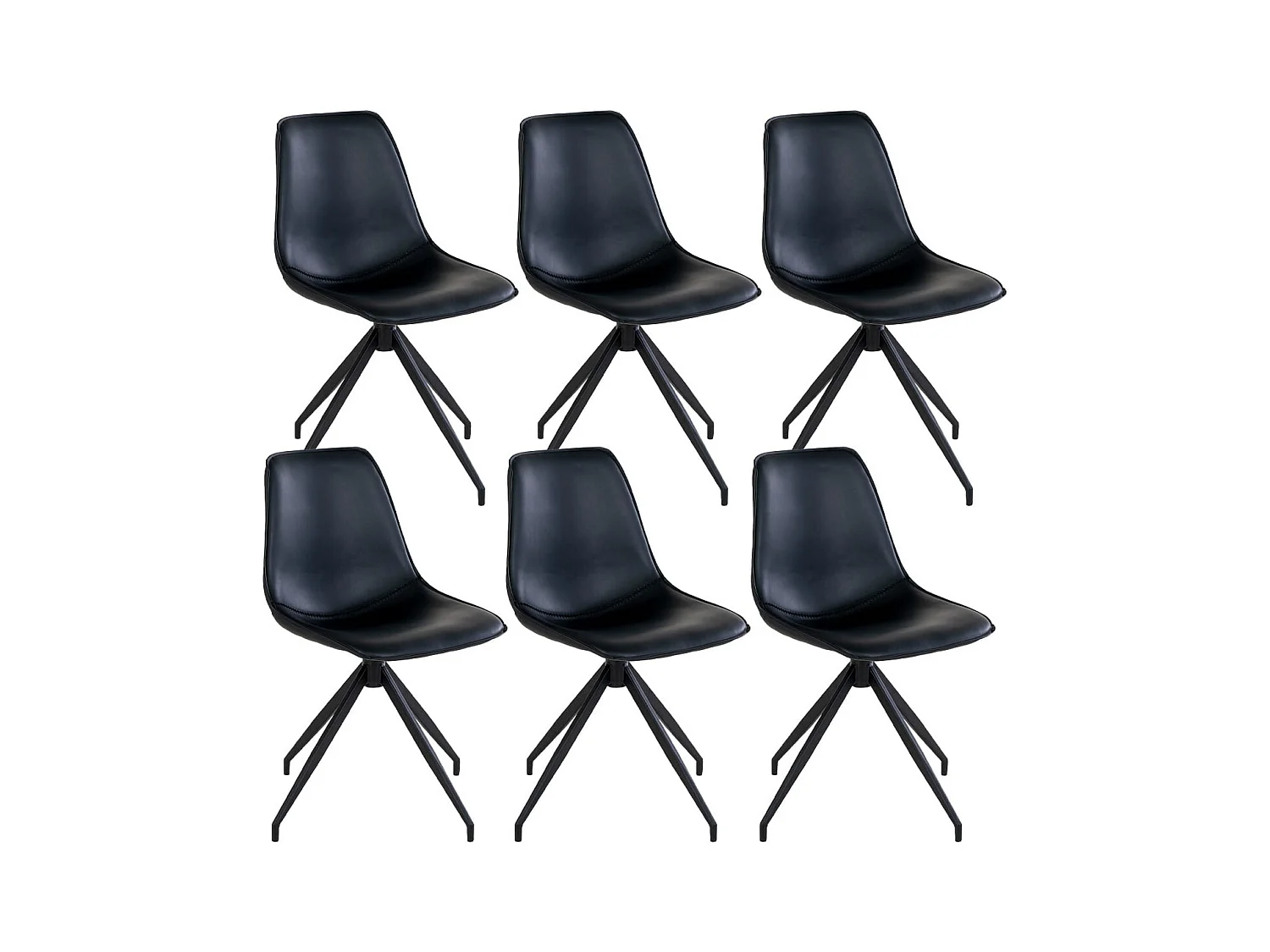 GOOP - Lot de 6 Chaises Pivotantes Simili Cuir Noir