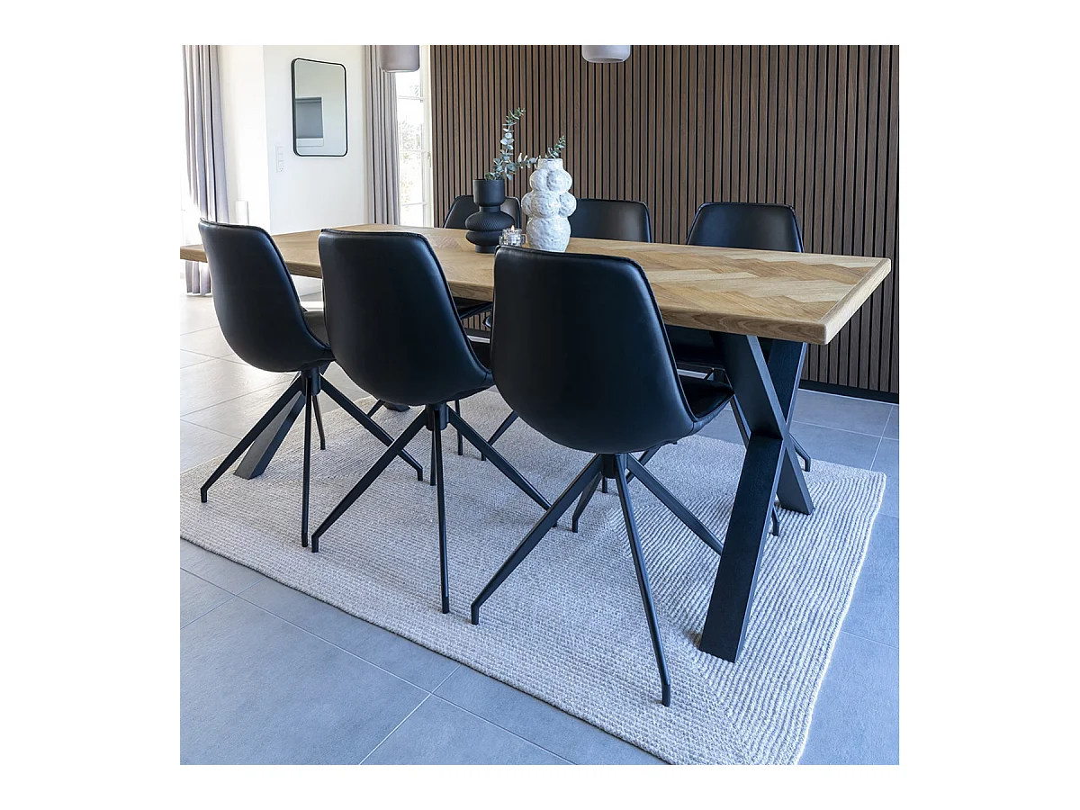 GOOP - Lot de 6 Chaises Pivotantes Simili Cuir Noir