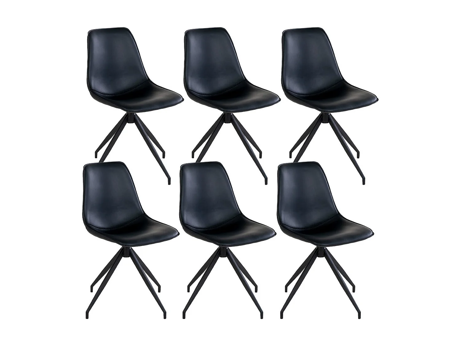 GOOP - Lot de 6 Chaises Pivotantes Simili Cuir Noir