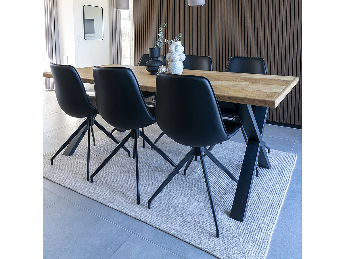 GOOP - Lot de 6 Chaises Pivotantes Simili Cuir Noir