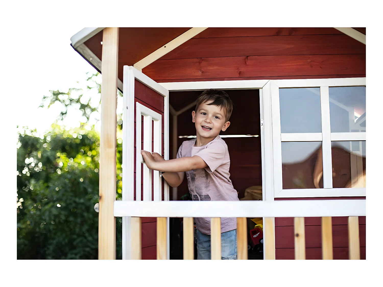 Maisonnette en bois pour enfants Loft 300 Rouge - Exit Toys