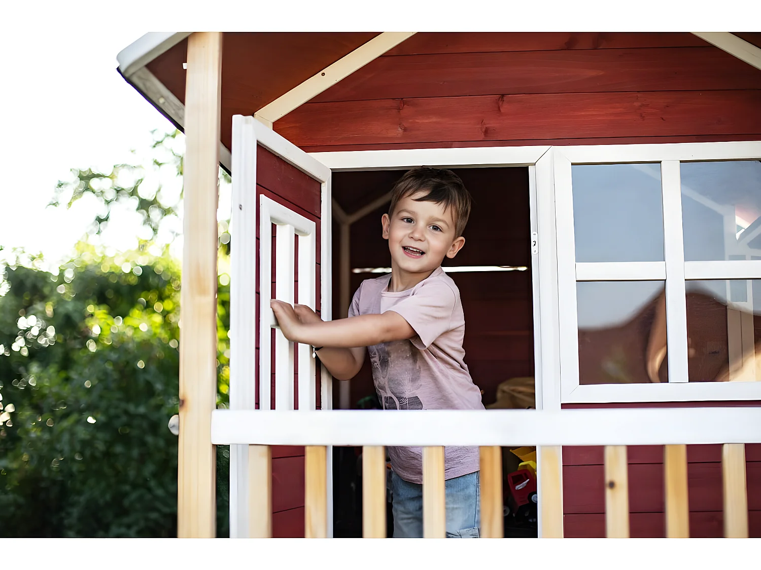 Maisonnette en bois pour enfants Loft 300 Rouge - Exit Toys