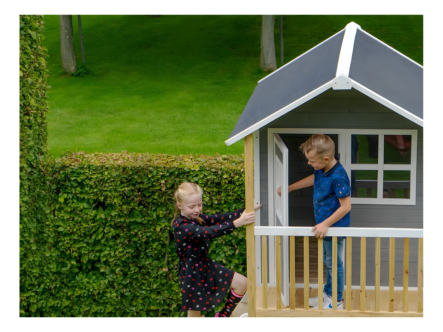 Maisonnette en bois pour enfants Loft 300 Gris - Exit Toys