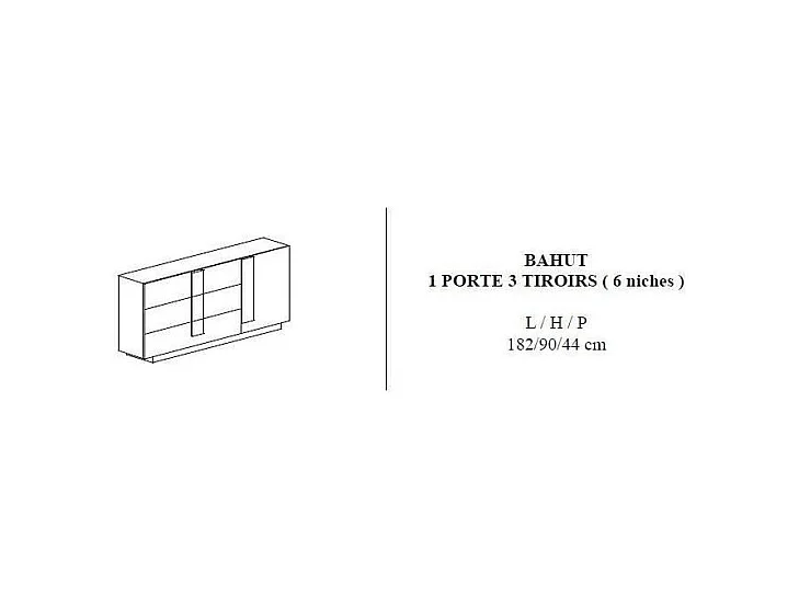 Buffet 3 tiroirs et 1 porte L182 cm - Jupiter