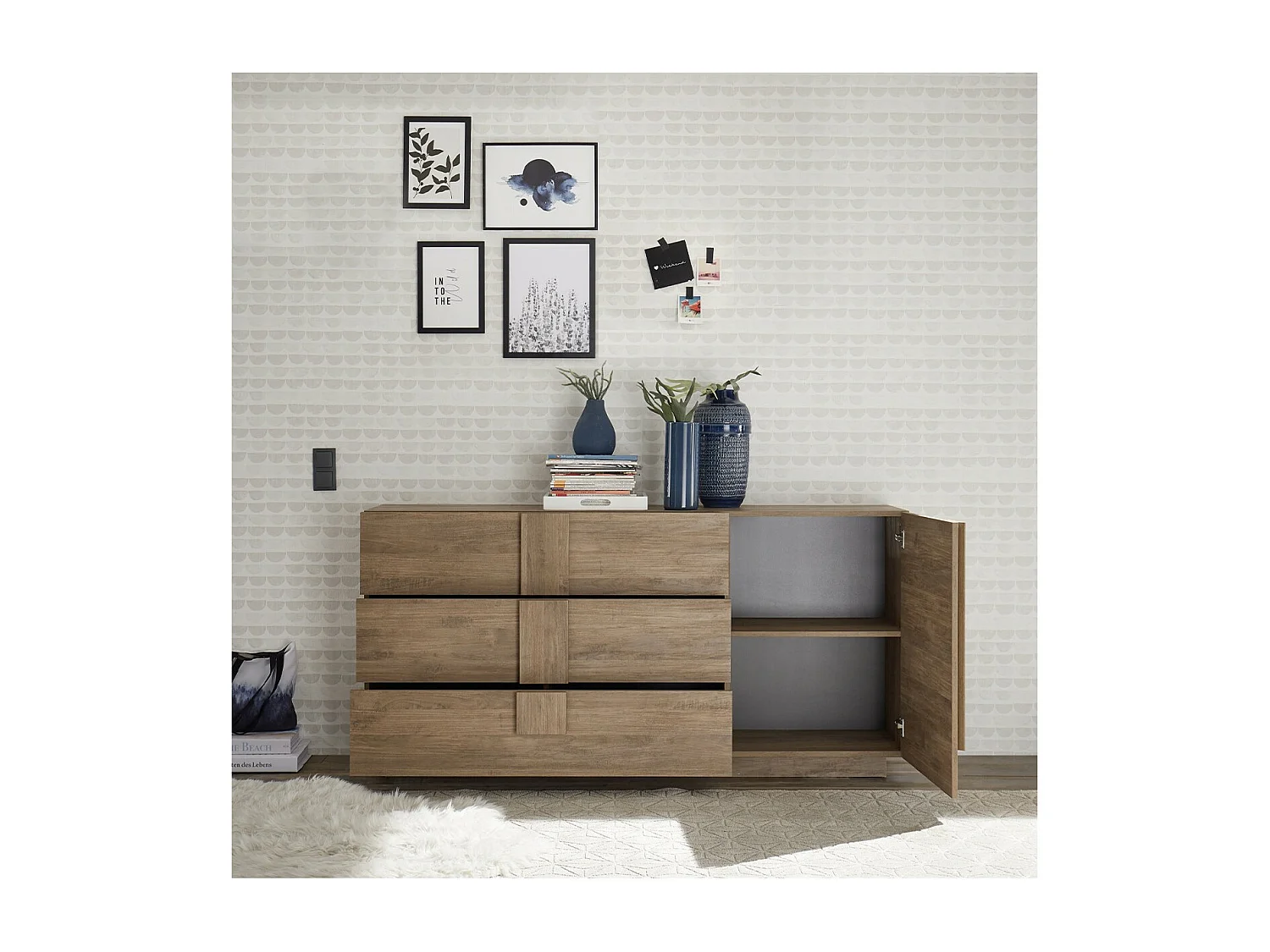 Buffet 3 tiroirs et 1 porte L182 cm - Jupiter