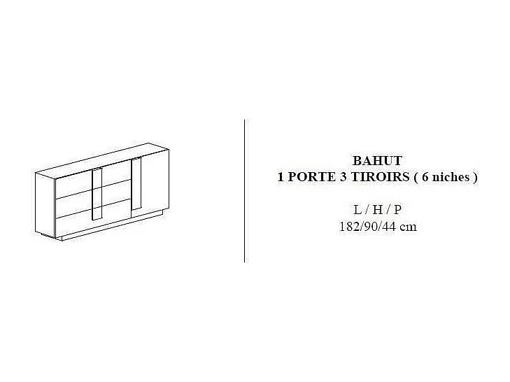 Buffet 3 tiroirs et 1 porte L182 cm - Jupiter
