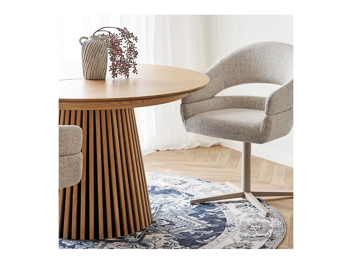 COLABA - Tapis Rond Ø200cm avec Motifs Bleus