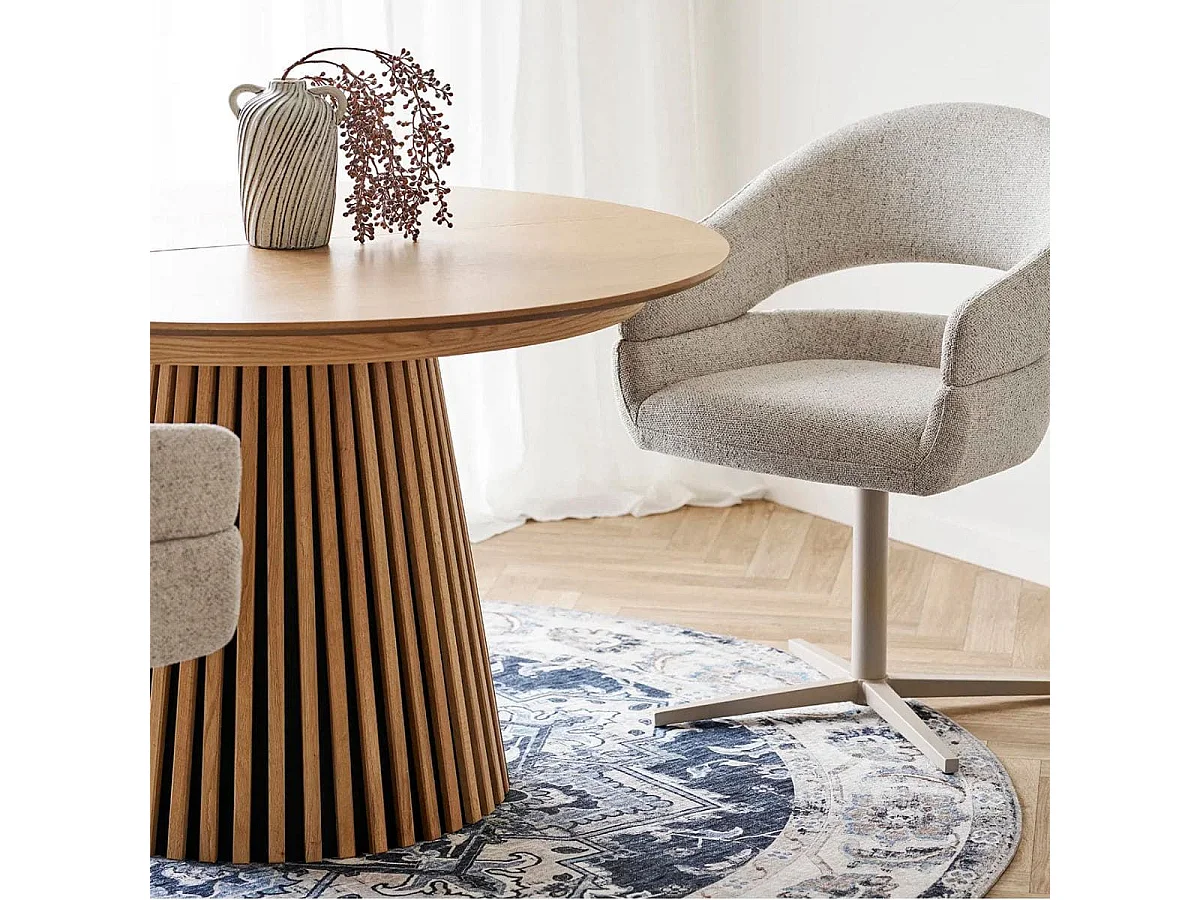 COLABA - Tapis Rond Ø200cm avec Motifs Bleus