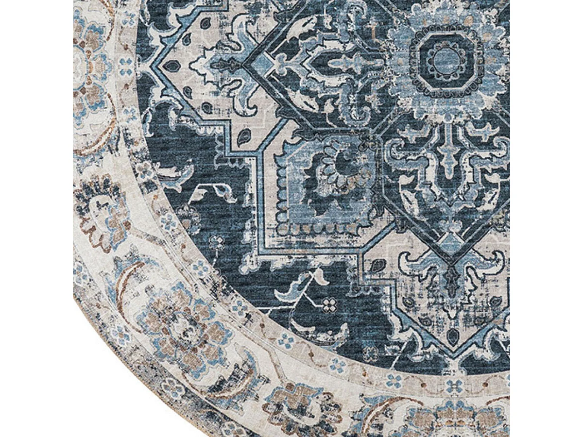 COLABA - Tapis Rond Ø200cm avec Motifs Bleus