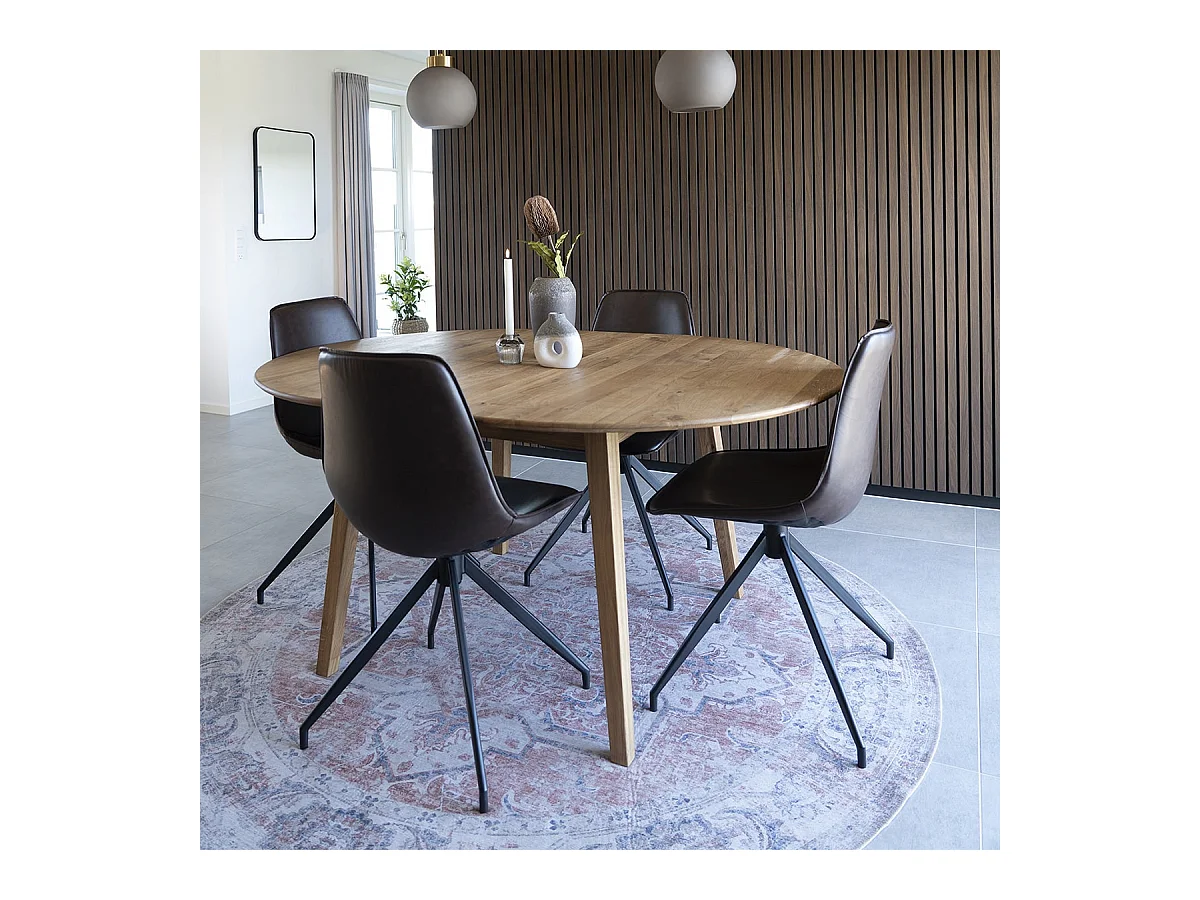 COLABA - Tapis Rond Ø200cm avec Motifs Orange et Bleu