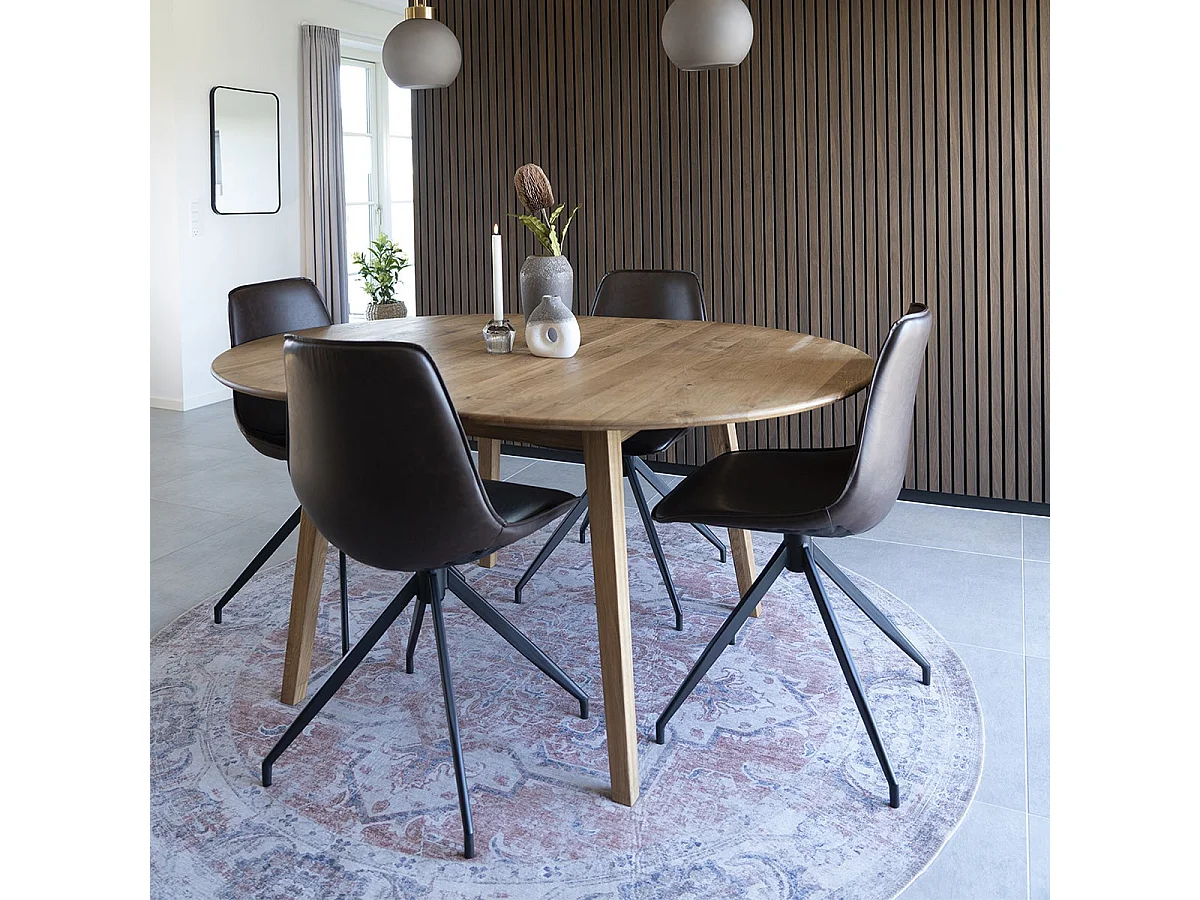 COLABA - Tapis Rond Ø200cm avec Motifs Orange et Bleu