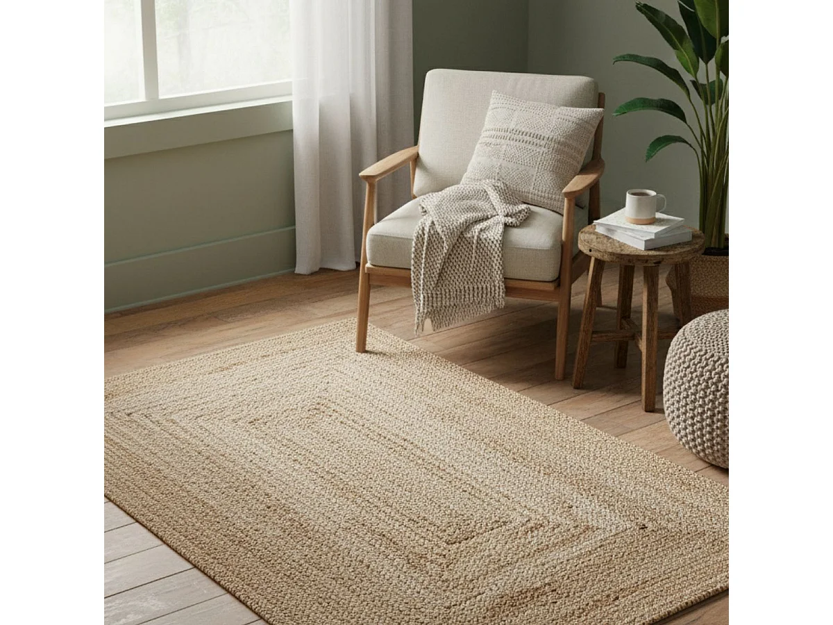 THANE - Tapis 180x120cm en Fibre de Jute Tressé Naturel