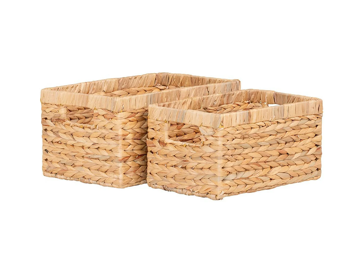 MIKAIL - Lot de 2 Panières Rectangulaires en Jacinthe d'Eau