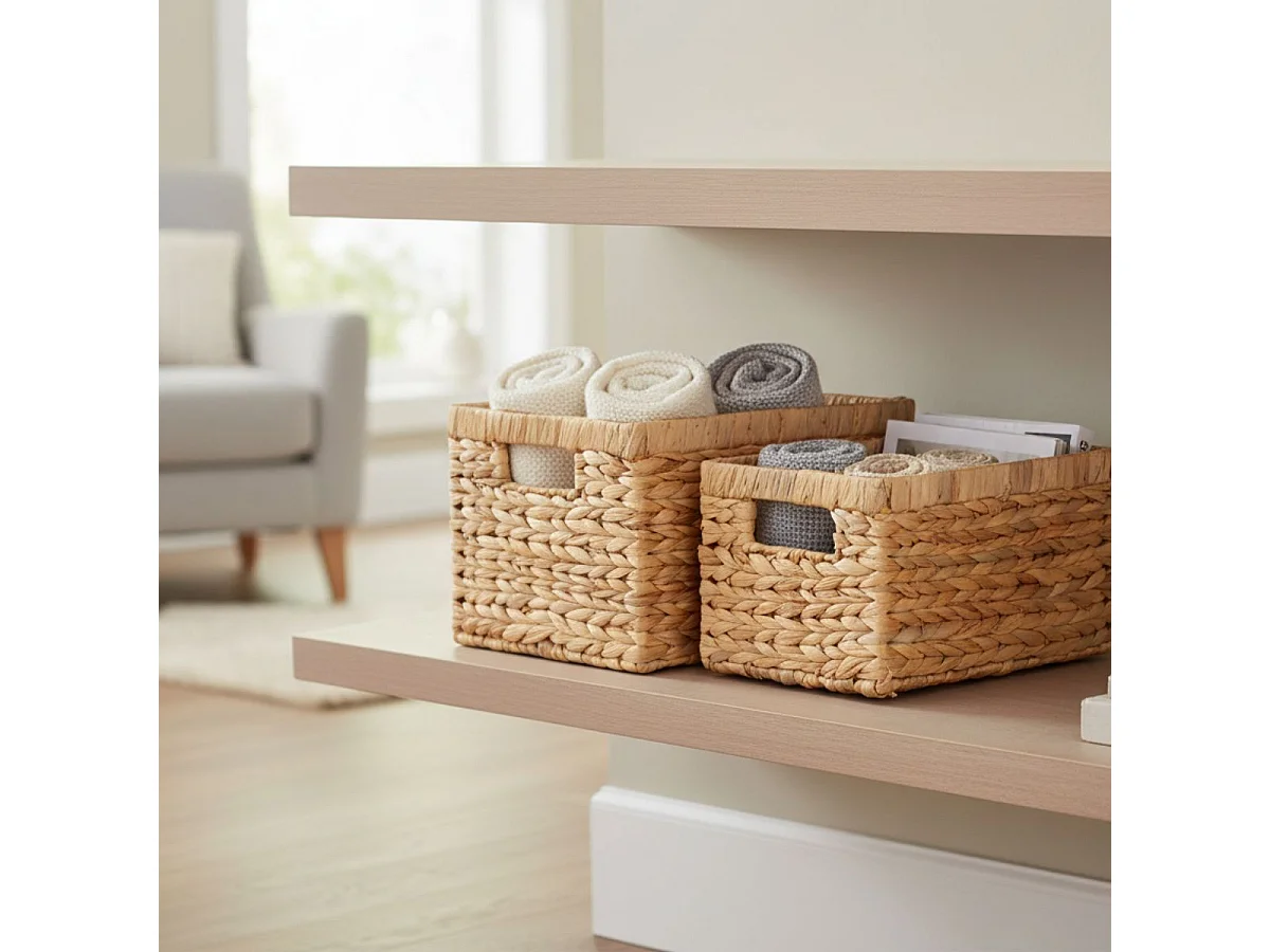 MIKAIL - Lot de 2 Panières Rectangulaires en Jacinthe d'Eau