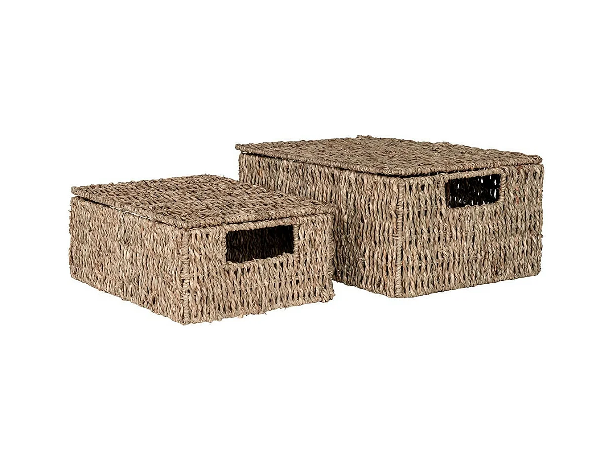 ALTAMAR - Lot de 2 Panières en Jonc de Mer avec Couvercle