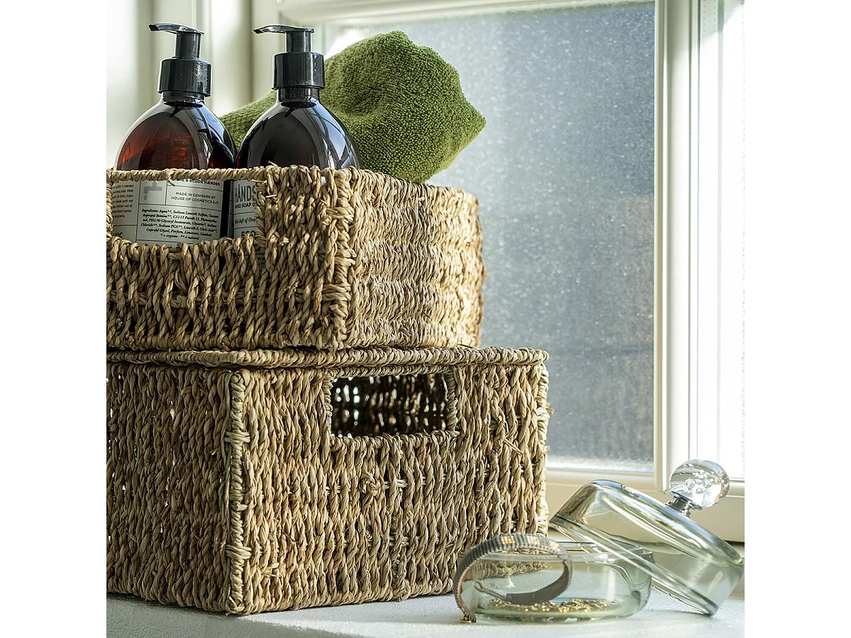 ALTAMAR - Lot de 2 Panières en Jonc de Mer avec Couvercle