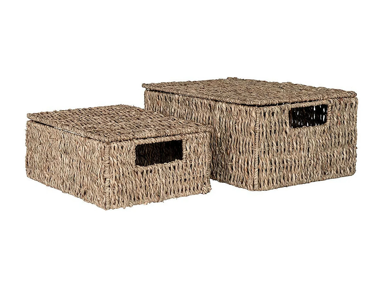 ALTAMAR - Lot de 2 Panières en Jonc de Mer avec Couvercle