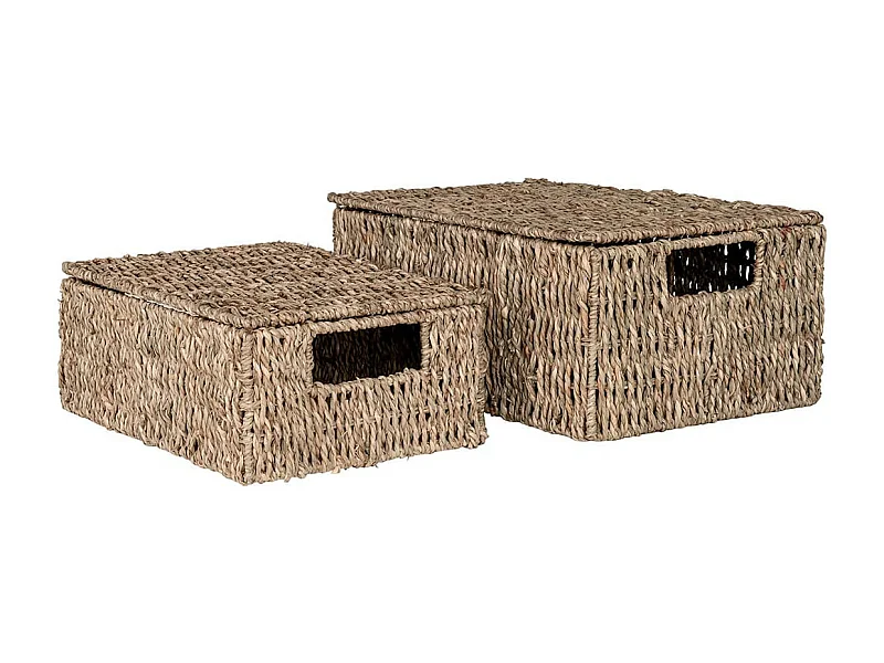 ALTAMAR - Lot de 2 Panières en Jonc de Mer avec Couvercle