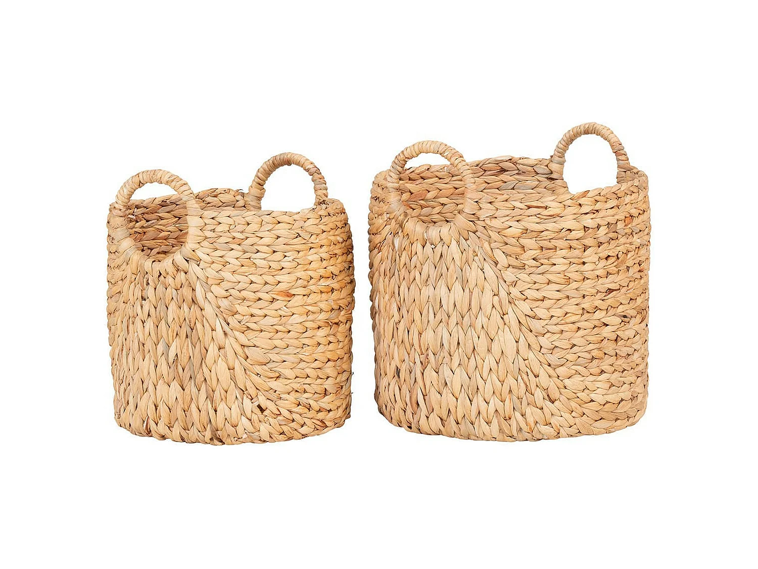 MIKAIL - Lot de 2 Panières Rondes en Jacinthe d'Eau