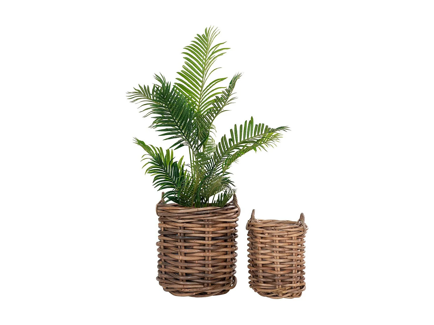 PINAS - Lot de 2 Panières en Rotin Naturel avec Anses