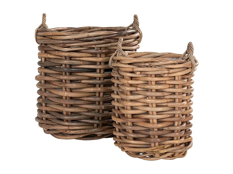 PINAS - Lot de 2 Panières en Rotin Naturel avec Anses
