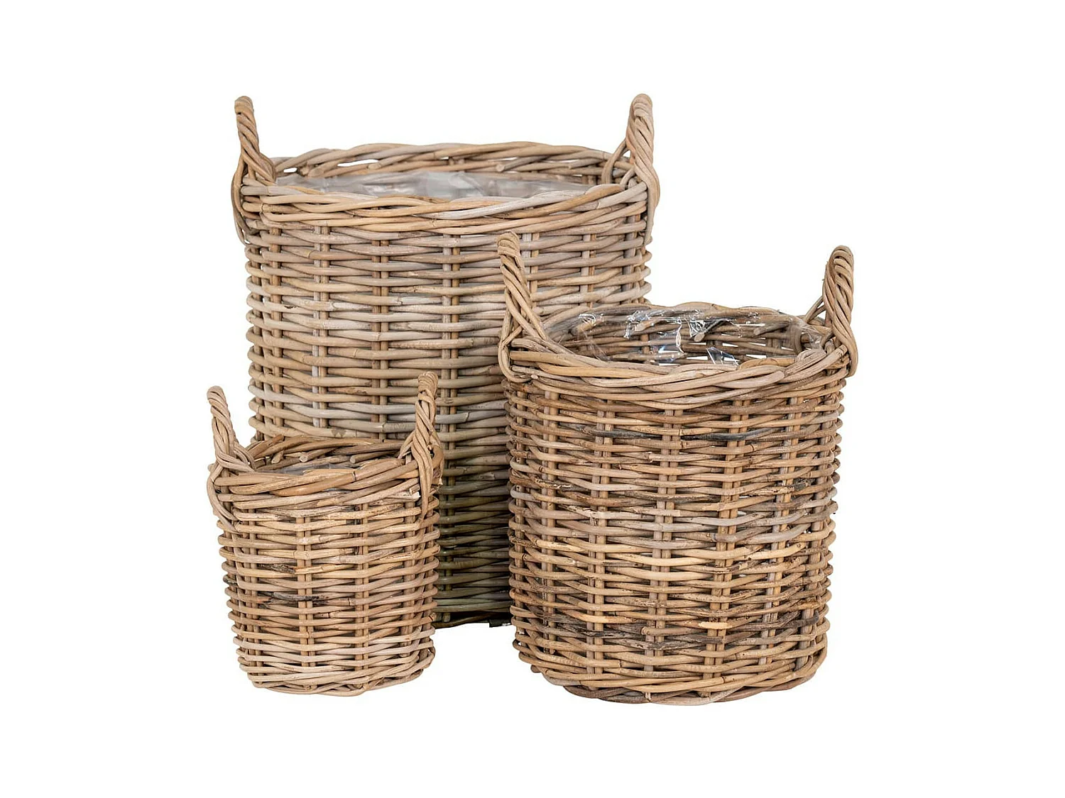 VINAK - Lot de 3 Panières en Rotin avec Protection et Anses