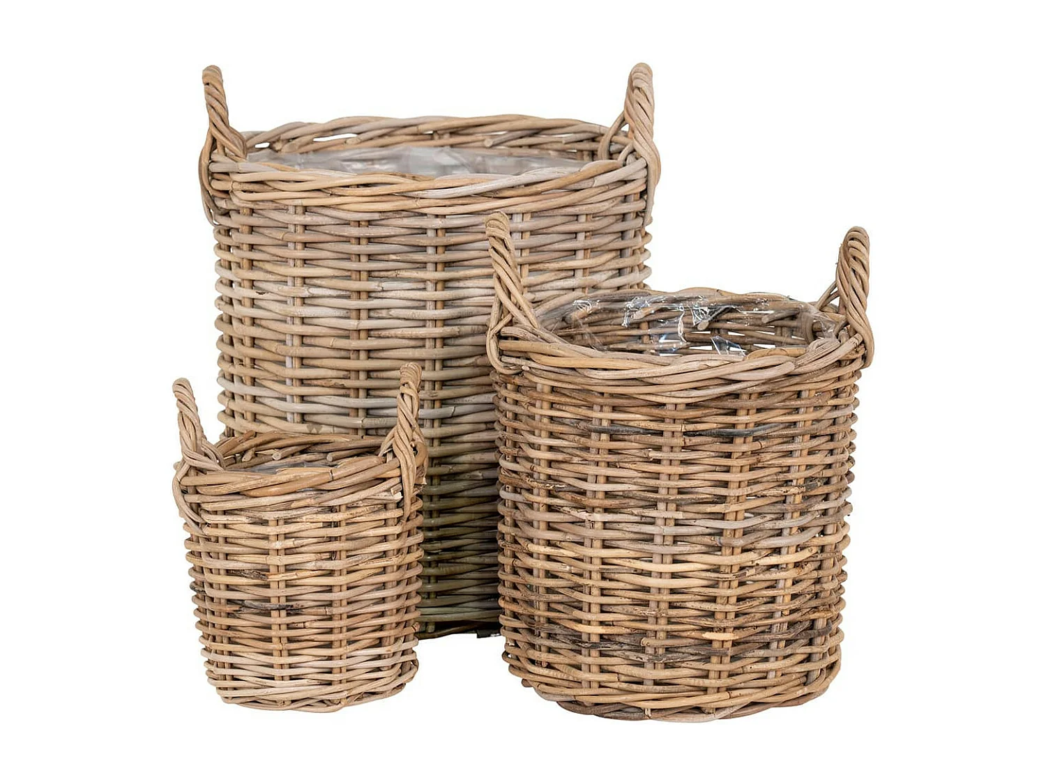 VINAK - Lot de 3 Panières en Rotin avec Protection et Anses