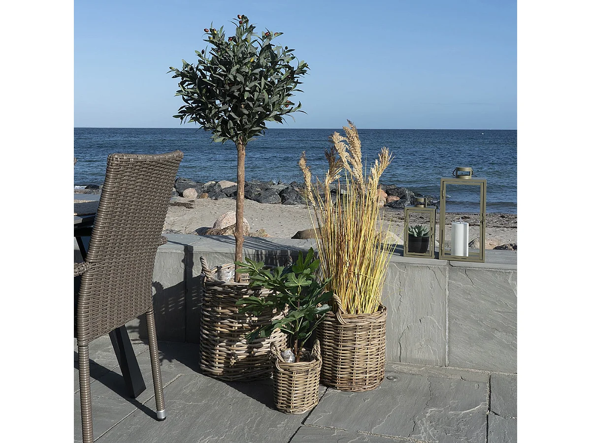 VINAK - Lot de 3 Panières en Rotin avec Protection et Anses