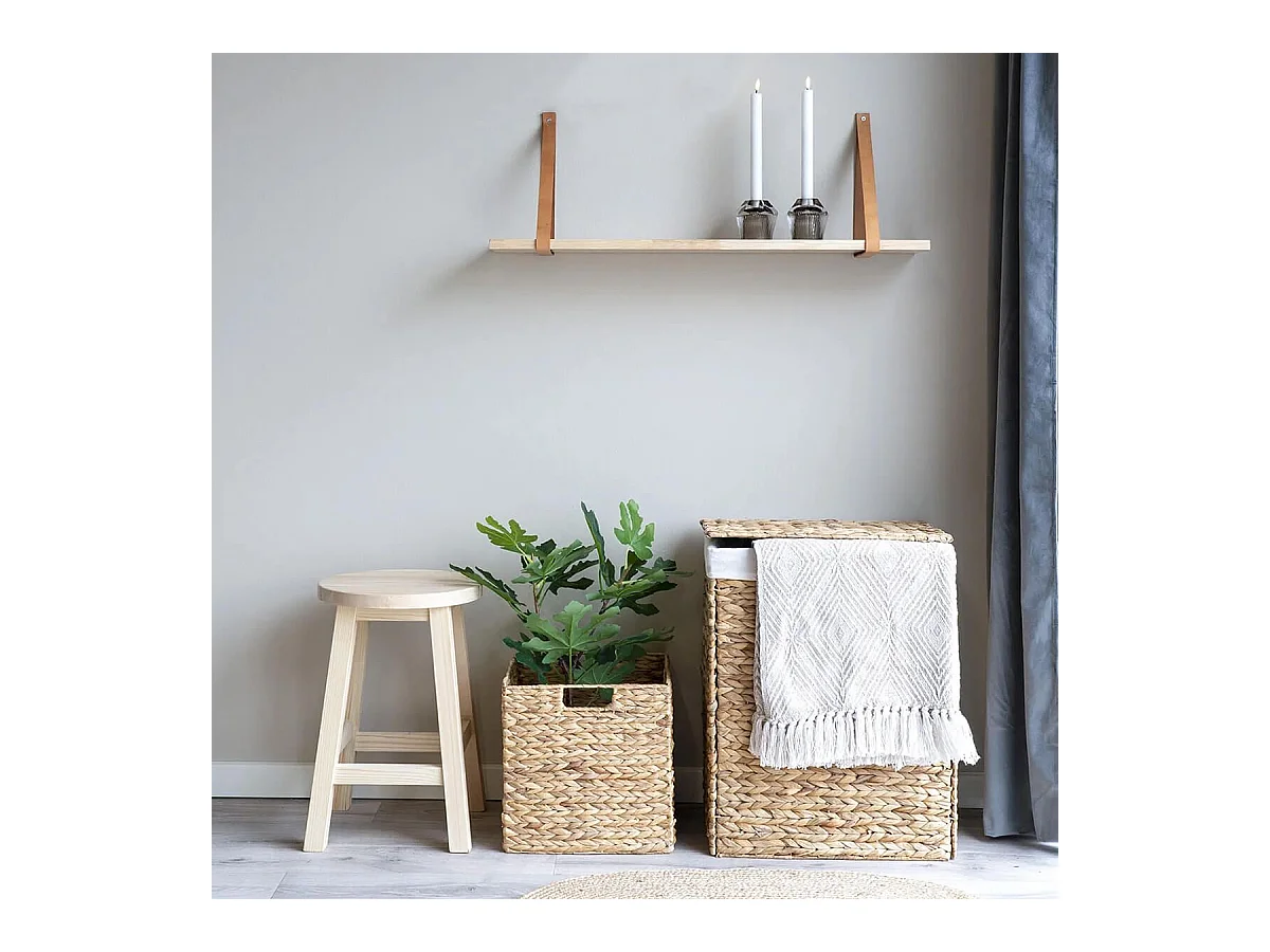 MIKAIL - Panière à Linge Pliable en Jacinthe d'Eau