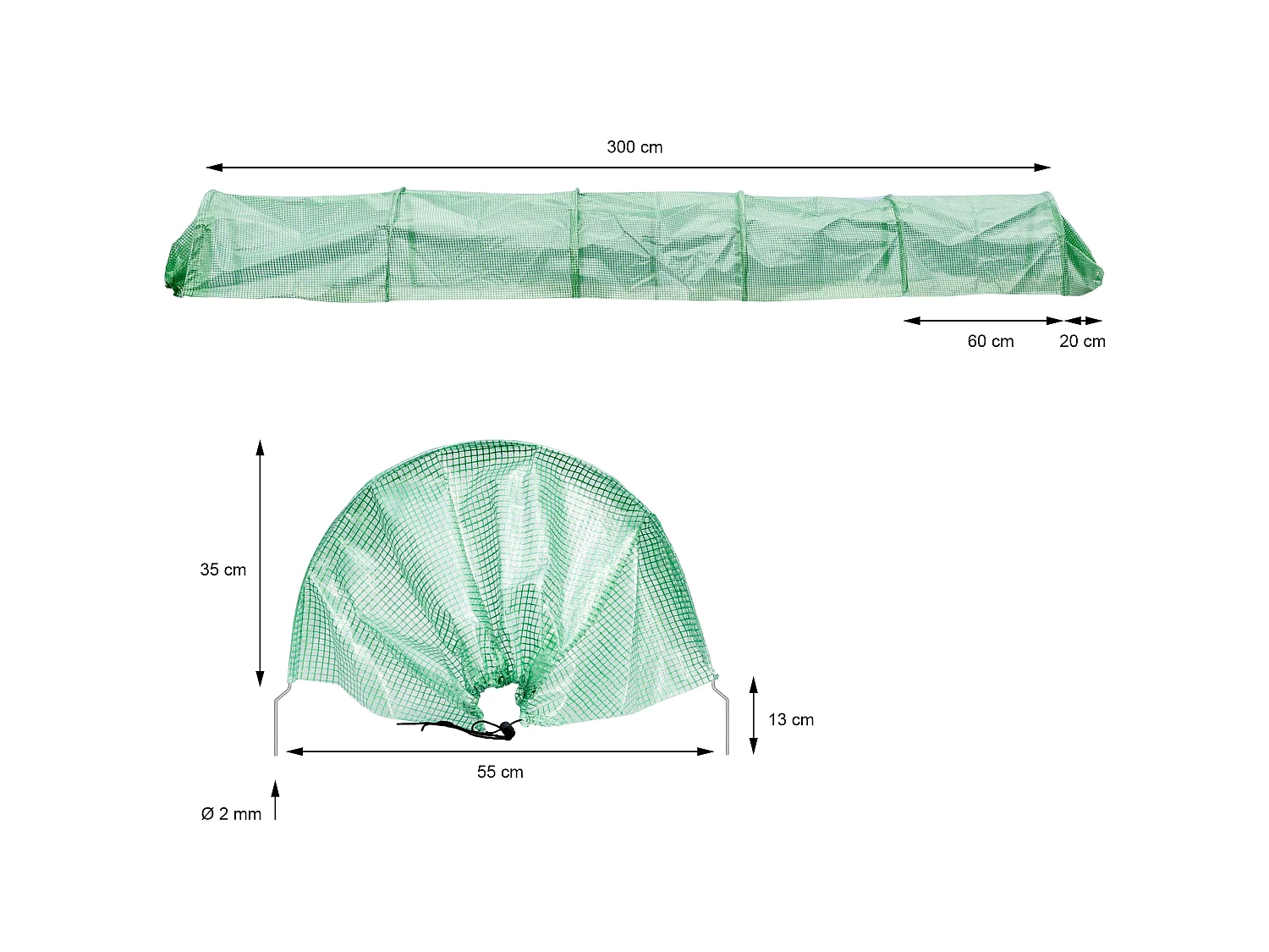 Serre de jardin tunnel de culture abri de plantes 300x55x35 cm ECD Germany