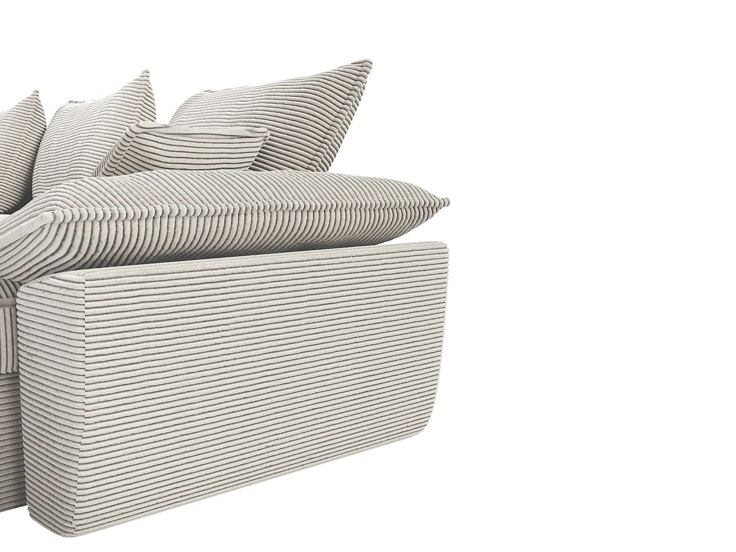 Canapé d'angle droit convertible en velours côtelé gris clair avec coffre de rangement GUILLERMO II