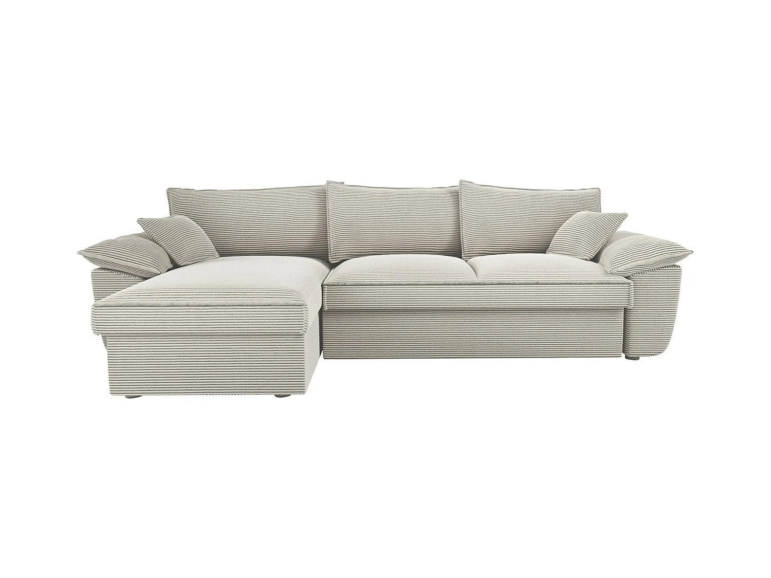 Canapé d'angle gauche convertible en velours côtelé gris clair avec coffre de rangement GUILLERMO II